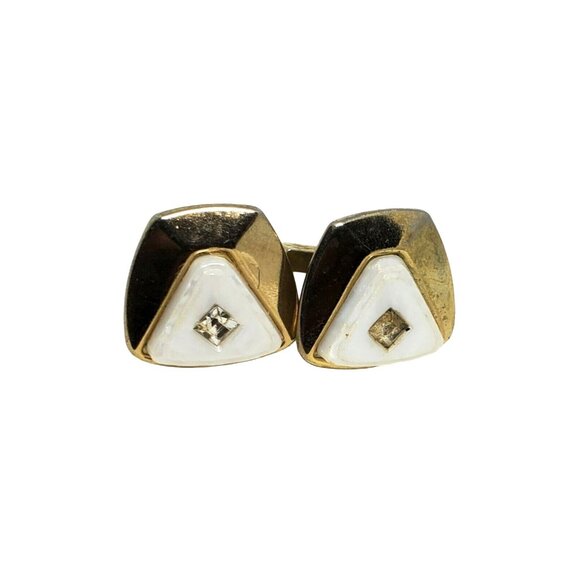 Gold Colored Marble Design Men's Cuff Links - Picture 1 of 9